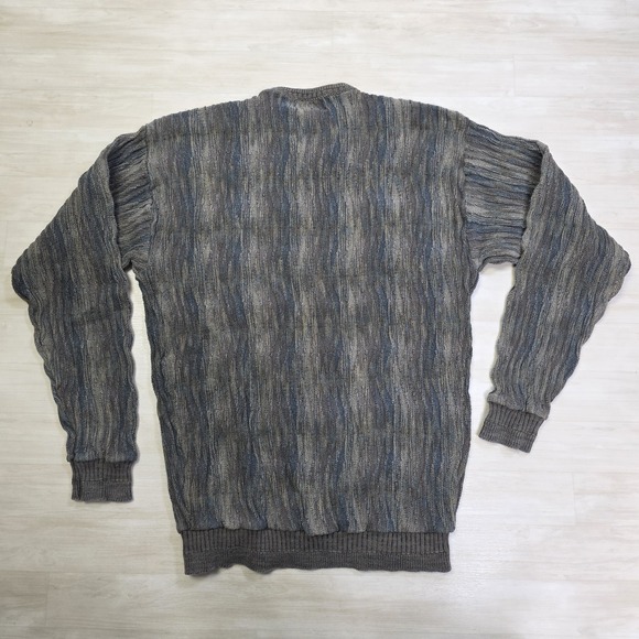 Vintage Croft & Barrow Coogi Style 3D Knit Sweater Brown Blue Size Large Tall - Picture 2 of 8